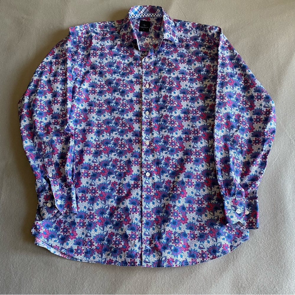 Tailorbyrd Collection Shirt Floral Multicolored design Size Men’s Large